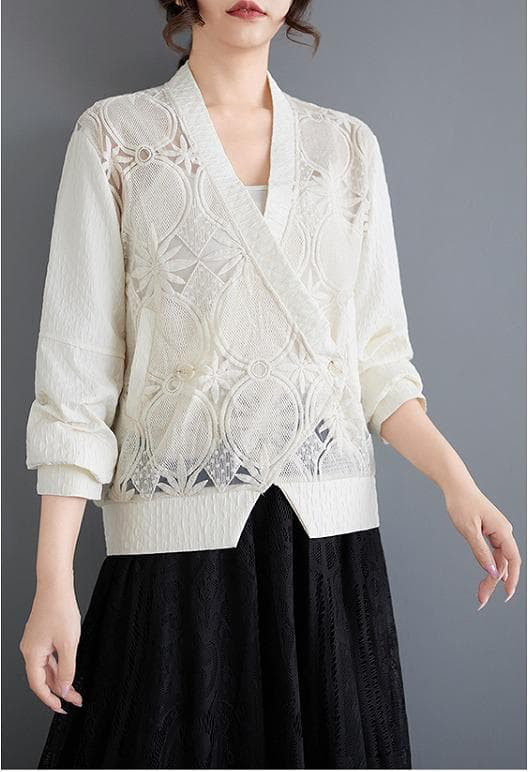 大きいサイズ ジャケット　レース　花柄　シアー　レディース 秋冬　春 新品 長袖