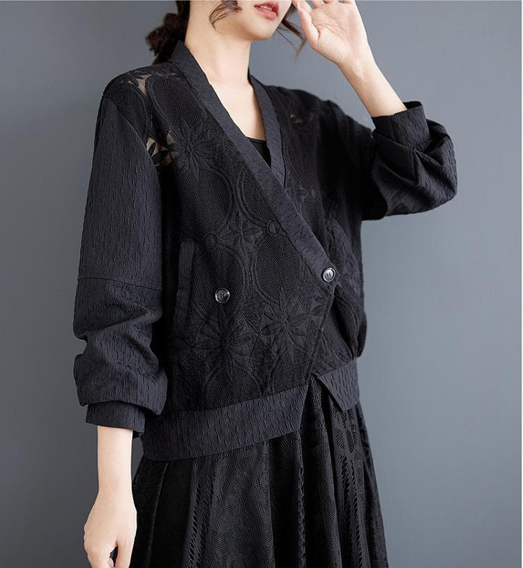 大きいサイズ ジャケット　レース　花柄　シアー　レディース 秋冬　春 新品 長袖