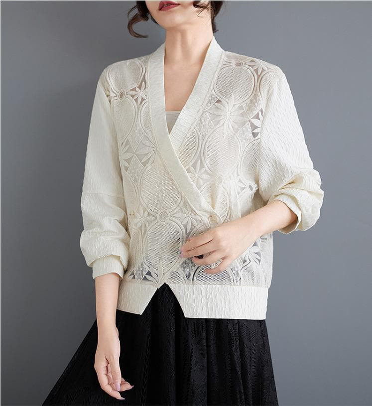 大きいサイズ ジャケット　レース　花柄　シアー　レディース 秋冬　春 新品 長袖
