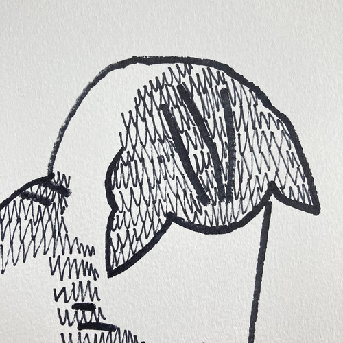 イラスト原画）おもちゃをを見つめる猫 ※原画のみ/額縁なし※ 原画