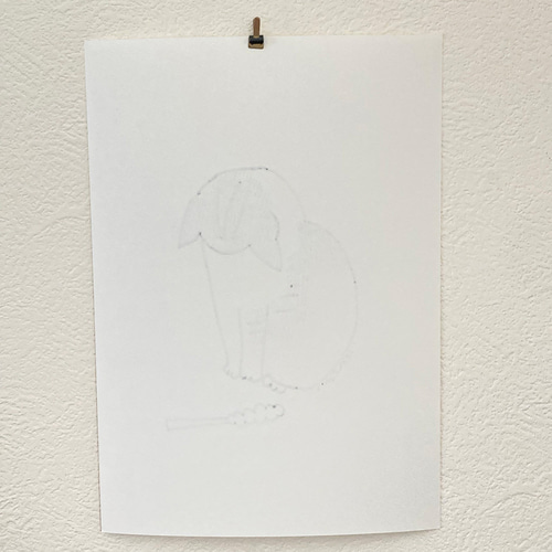 イラスト原画）おもちゃをを見つめる猫 ※原画のみ/額縁なし※ 原画