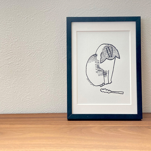 イラスト原画）おもちゃをを見つめる猫 ※原画のみ/額縁なし※ 原画