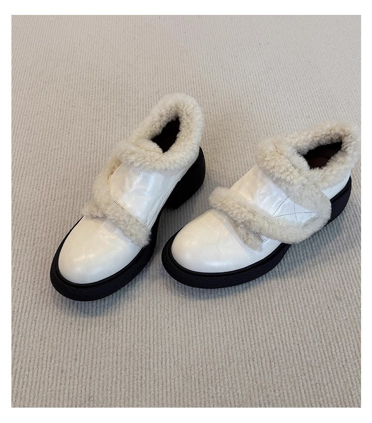 ローファー スリッポン 冬用 丸トゥ マジックテープ デザイン性 レディースシューズ22.5-25cm#1286