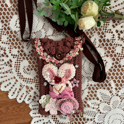 手編み バラのモチーフセット（ピンク) ハンドメイド レース編み