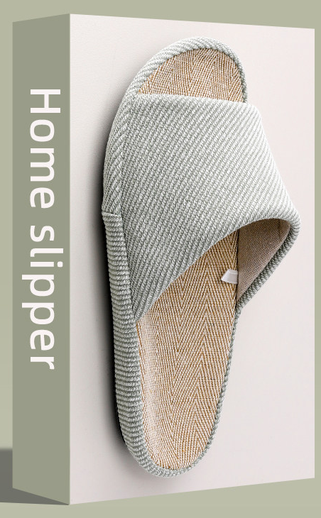 男女兼用 カップル用 亜麻 室内履き フロアサンダル 静音 大きいサイズ 春夏用 吸汗 綿麻 ルームサンダル 2.