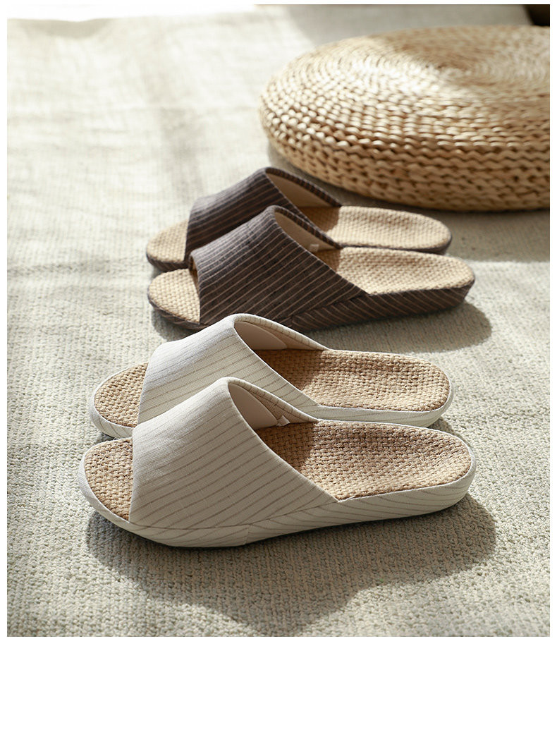 男女兼用 カップル用 亜麻 室内履き フロアサンダル 静音 大きいサイズ 春夏用 吸汗 綿麻 ルームサンダル 2.