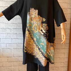 四季草花 飛鶴文様 黒留袖リメイク ワンピース ワンピース 布ふ 通販