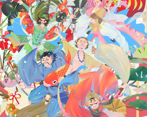 七福神 絵画 chifumi 通販 20274072｜Creema(クリーマ)