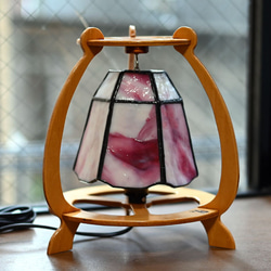 ステンドグラス・赤いチューリップの6面ランプ 346 スタンドライト