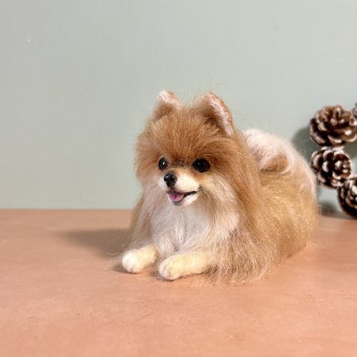 羊毛フェルト にこにこポメラニアン オレンジ 羊毛フェルト needle