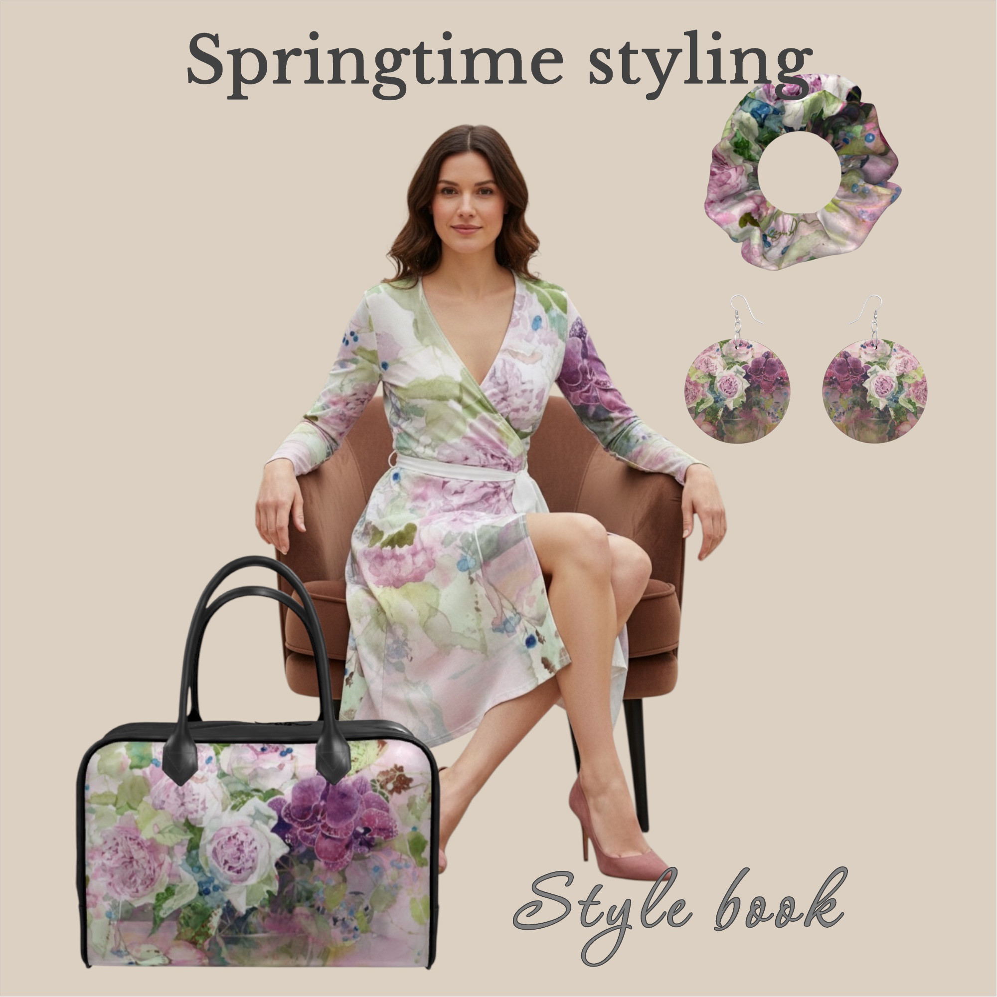 シャビーシックピンク　ラップワンピースとアクセサリー