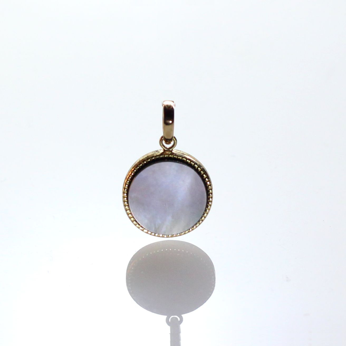 K18YG 黒蝶貝・リバーシブルペンダントトップ 10㎜