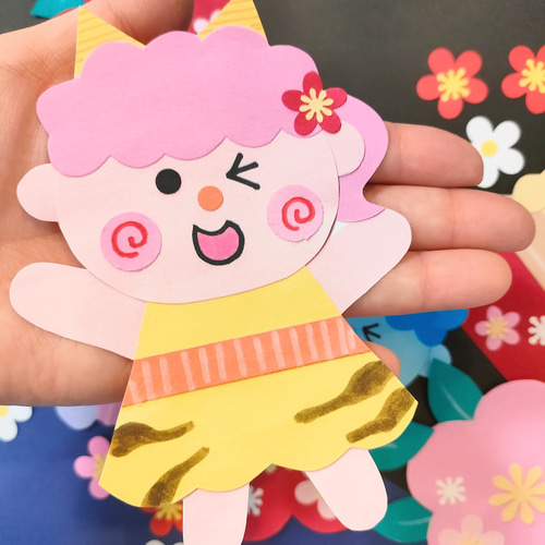 ラミネート可 節分 梅 鬼 こたつ 本 色紙 壁面 アルバム ～鬼たちの