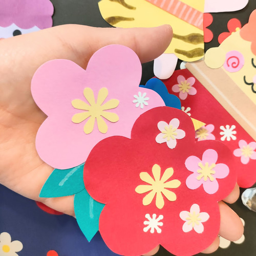 ラミネート可 節分 梅 鬼 こたつ 本 色紙 壁面 アルバム ～鬼たちの