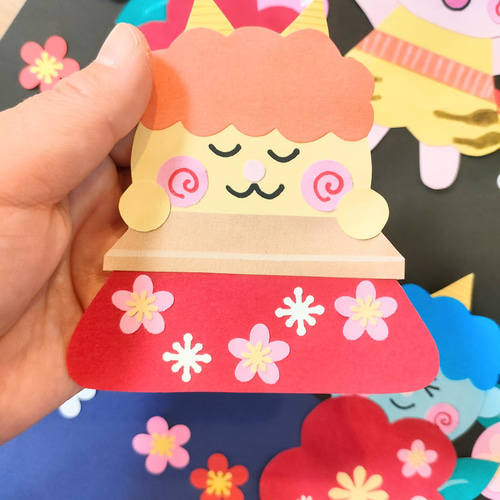 ラミネート可 節分 梅 鬼 こたつ 本 色紙 壁面 アルバム ～鬼たちの