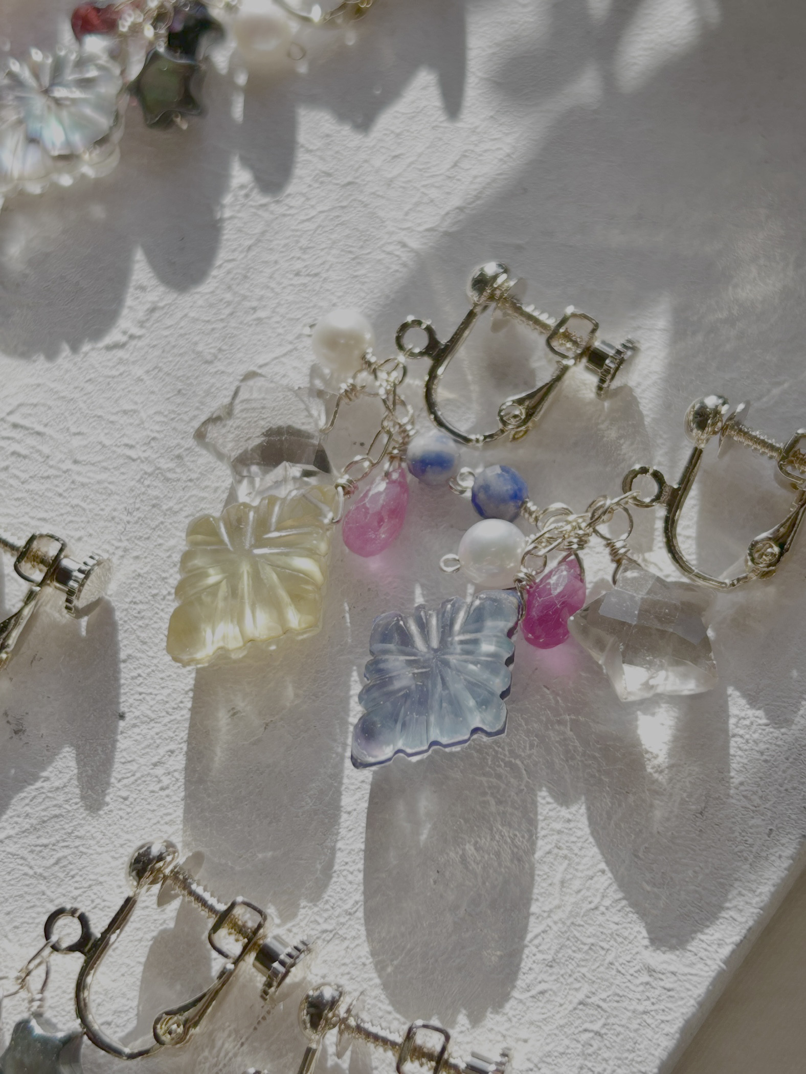 【 Rendez-vous céleste 】シリーズ＜天体の待ち合わせ＞14kgf天然石イヤーアクセサリー