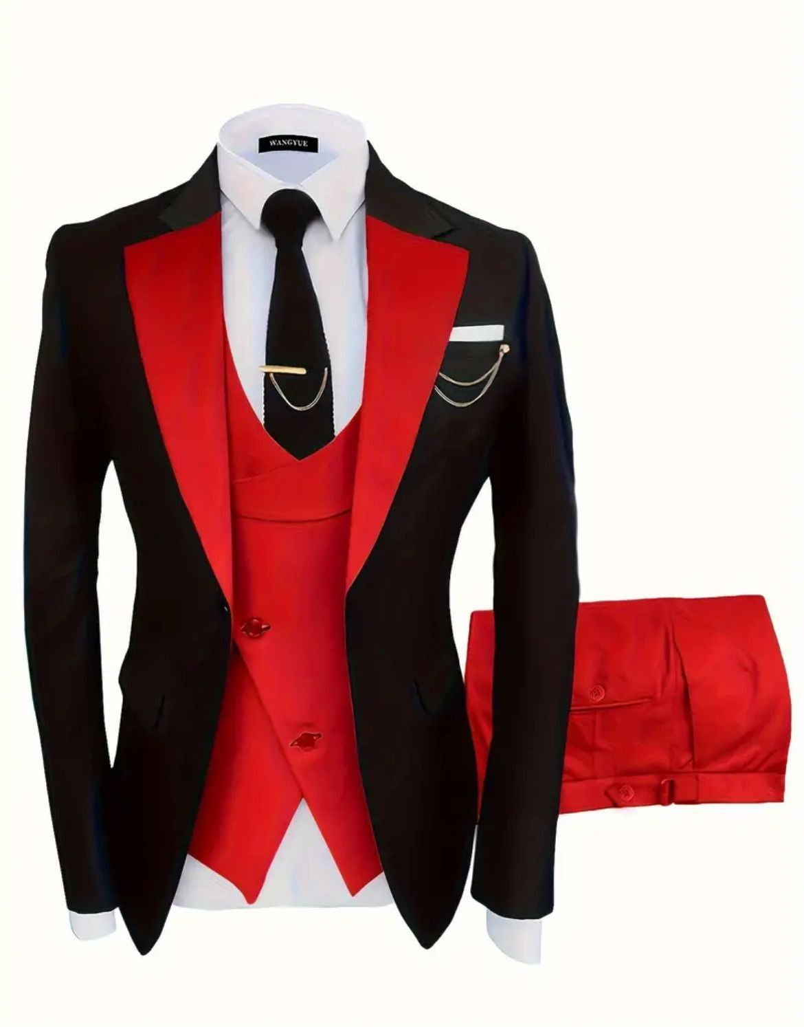 カジュアルスーツ スーツ セットアップ スーツセットアップ メンズ メンズスーツ 1つボタン スリーピース おしゃれ 赤