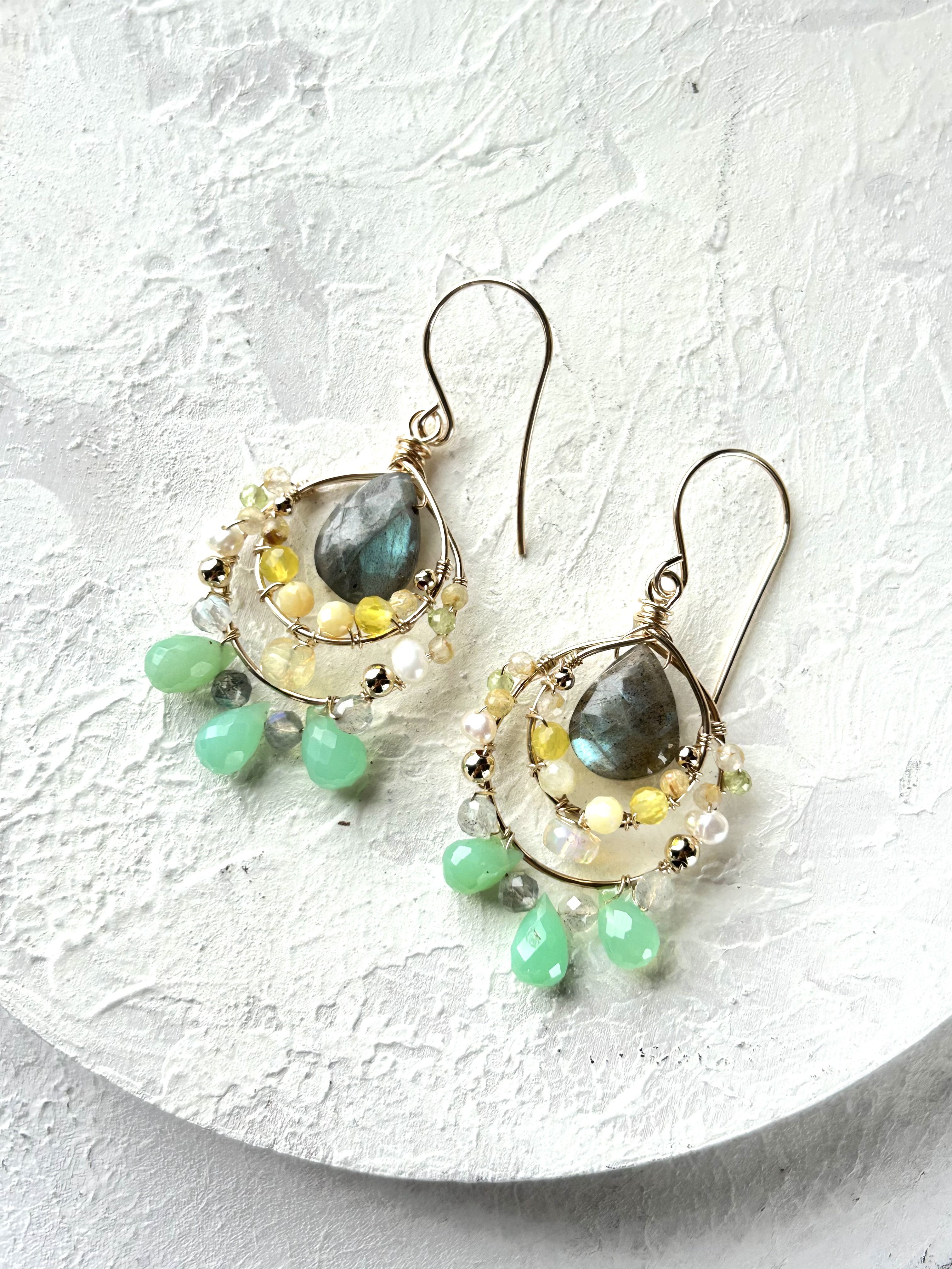 【 輪舞 -Rondo- 】シリーズ 14kgf天然石イヤーアクセサリー