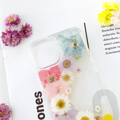 千鳥草 iPhone17Pro/17/17ProMax/16e/GalaxyS26 押し花ケース