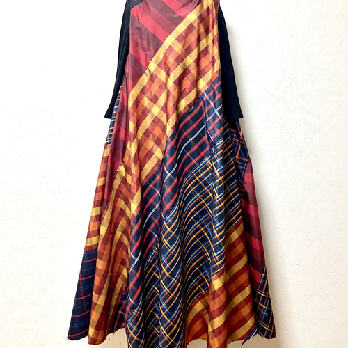 大島紬　フレアーワンピース　着物リメイク 大島紬 フレアードレス 着物リメイク ワンピース eterlna 通販