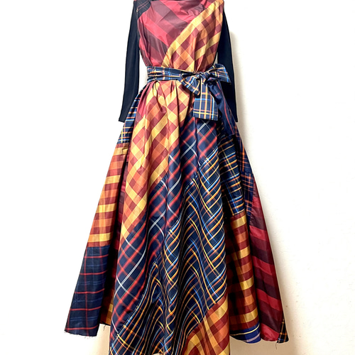 大島紬 フレアードレス 着物リメイク ワンピース eterlna 通販