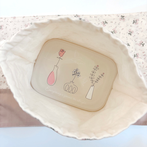 お弁当3点セット【French Flower ♡︎ pink】ランチョンマット&お弁当