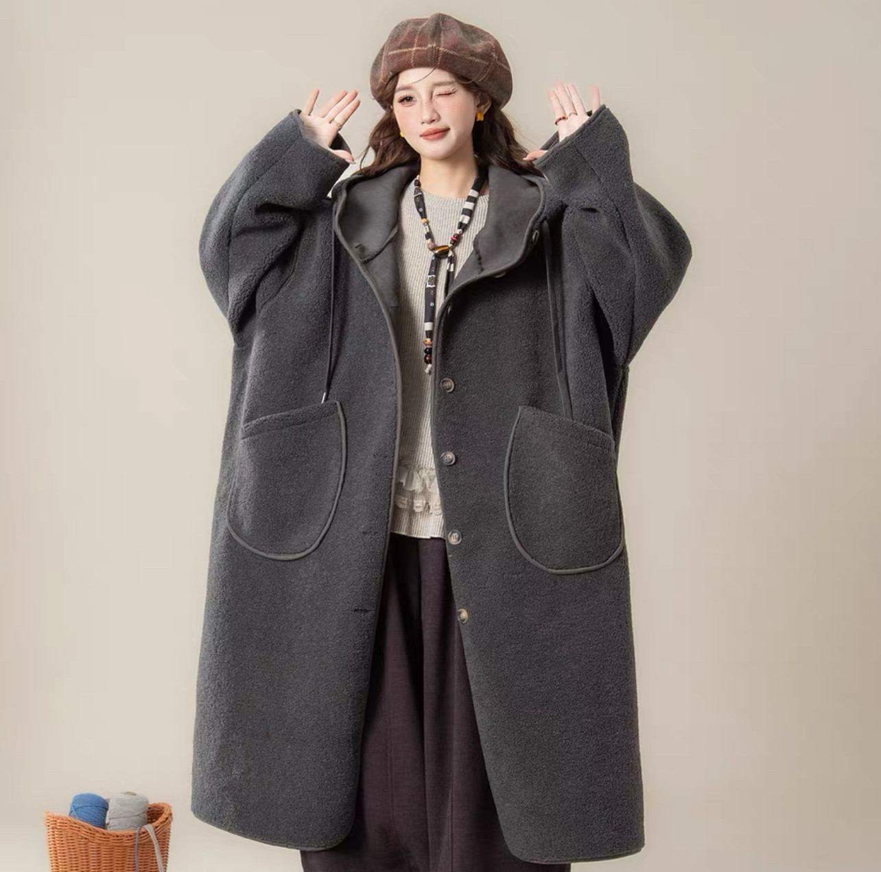 【冬支度新作】コート、レディース、 モコモコテディコート、厚手コート、秋冬コート、個性的、防寒対策