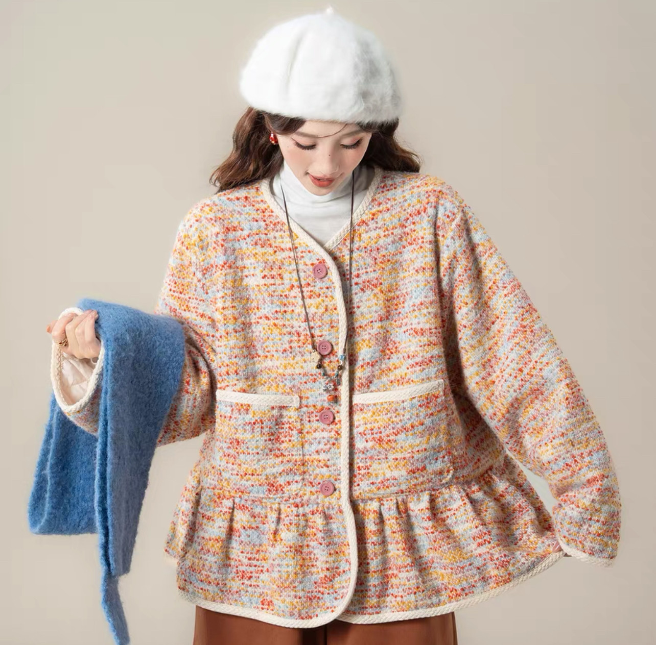 【冬支度新作】コート、レディース、 モコモコテディコート、厚手コート、秋冬コート、個性的、防寒対策