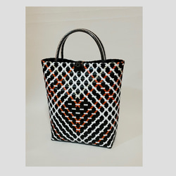 ppバンドの かごバッグ メタリックブルー 水に強くて丈夫 スパバッグ