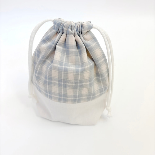 お弁当3点セット【natulal blue check】ランチョンマット&お弁当袋