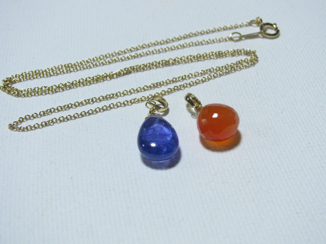 【2026新春福袋】k18*天然石ペンダントトップ２個セット（14kgfサービスチェーン付き）