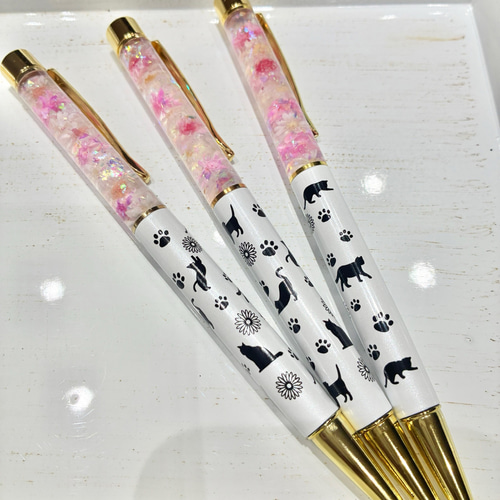 ♡福袋♡ハーバリウムボールペンセット【ブラック&ホワイト】2本セット