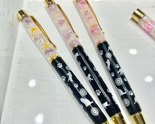 ♡福袋♡ハーバリウムボールペンセット【ブラック&ホワイト】2本セット