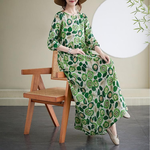 大きいサイズ レディース ロング ワンピース 春夏 秋 新品 長袖