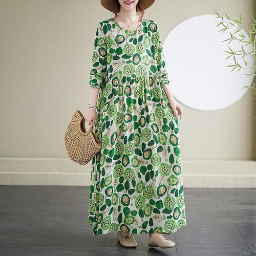 大きいサイズ レディース ロング ワンピース 春夏 秋 新品 長袖