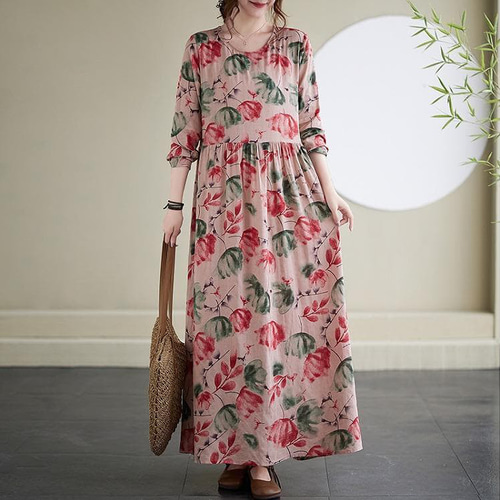 大きいサイズ レディース ロング ワンピース 春夏 秋 新品 長袖