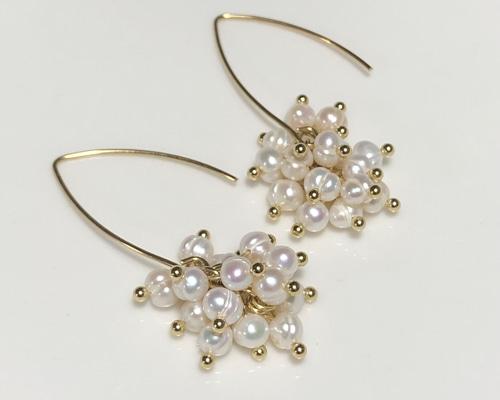 金属アレルギー対応 淡水パール アメリカンピアス フック ホワイト