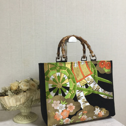 花ぷらら・オリジナル・大島紬・1点もの・グレー&黒・ハンドメイド