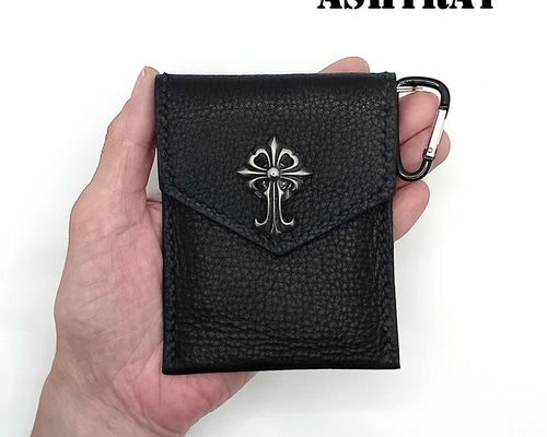 本革レザー携帯灰皿ポケット灰皿クロムハーツ好きクロスコンチョレザー