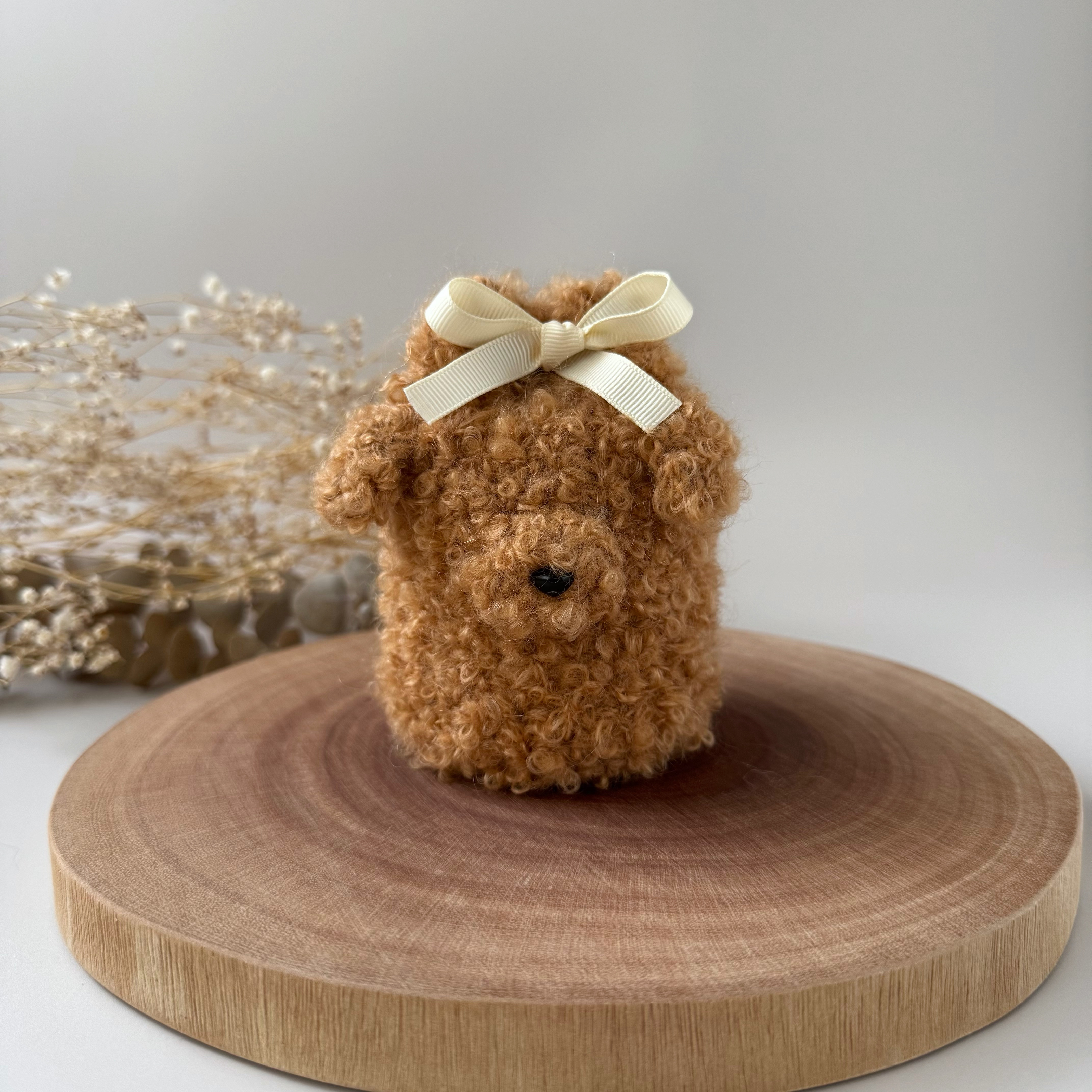 ふわふわもこもこ骨壷カバー2寸（モカ）　　犬　分骨　骨壺　ぬいぐるみ風　ペット　粉骨　骨袋