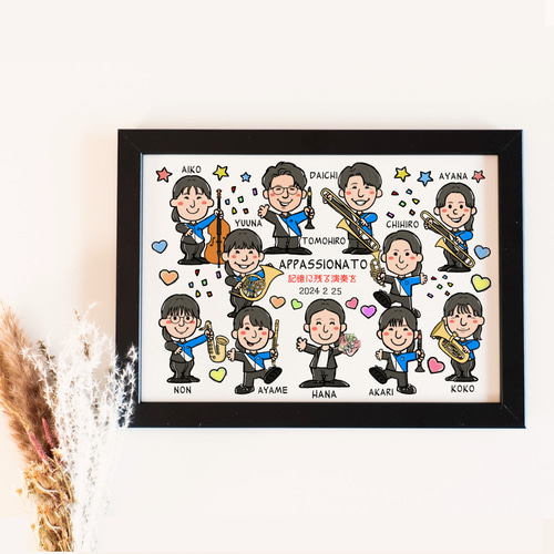 似顔絵 チームのユニフォームで【画風→SNP】 絵画 似顔絵師ぴんくぶた