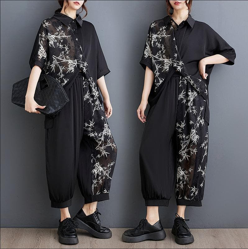 大きいサイズ レディース セットアップ　パンツ　春夏 秋 新品 半袖