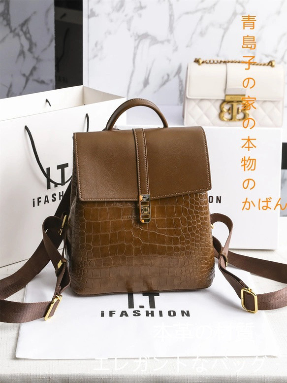 ダブルショルダーバッグ女性2026新型スタイリッシュ高級感レトロカジュアル百合本革通勤大容量レディースリュック