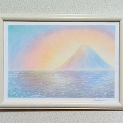 冬のパステルアート 天使舞う星と雪のホワイト・クリスマス パステル画