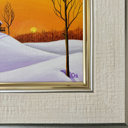 ショップ アクリル画 原画 「穏やかな冬の朝02」額縁付き SMサイズ