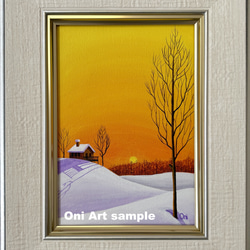 釧路湿原・秋01」透明水彩画 原画 風景画 額縁付 F4サイズ 絵画 Oni