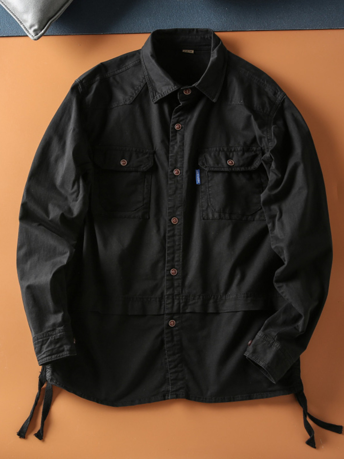 アメカジレトロ重ポンド水洗男長袖アウトドアカジュアルマルチポケット工装シャツシャツシャツシャツコートラッシュ