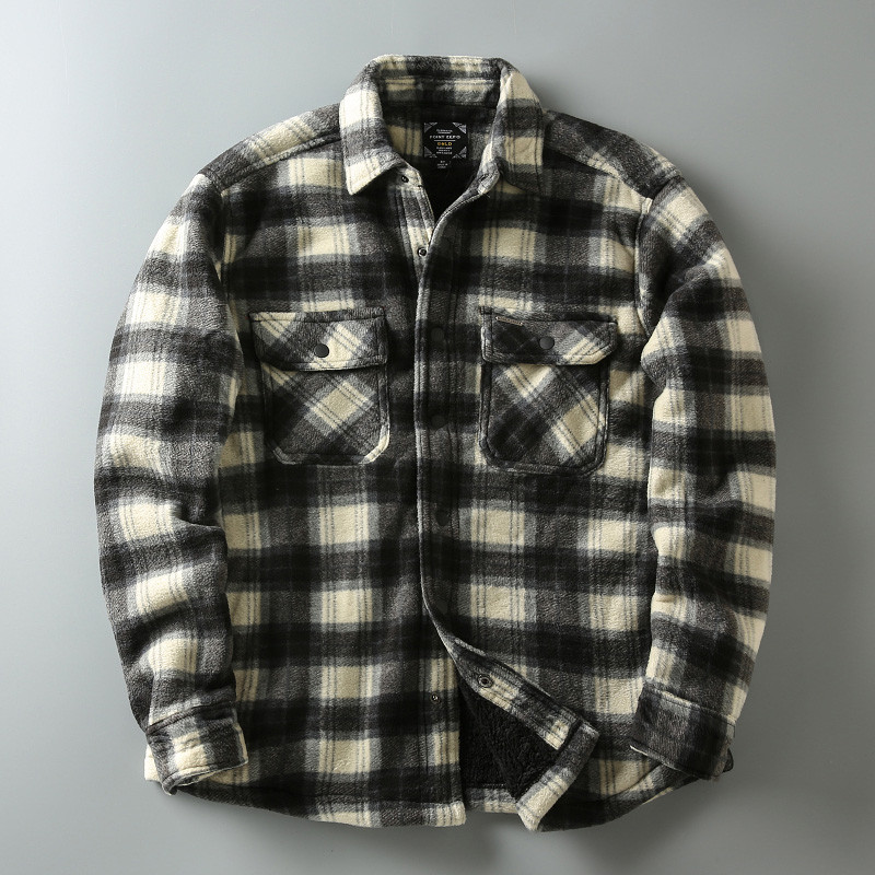 冬の新作アメリカンレトロカジュアルメンズラムダウンに厚手の保温開襟コットンコート