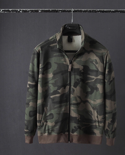 メンズスタンドカラートップス迷彩衛衣カーディガンモーグル迷彩衛衣ファッションカジュアル迷彩ブームカップル可