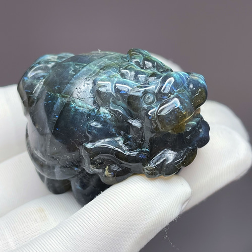 天然石ラブラドライト　龍亀置物　No.1368 天然石ラブラドライト 龍亀置物 No.1368 天然石ラブラドライト 龍亀